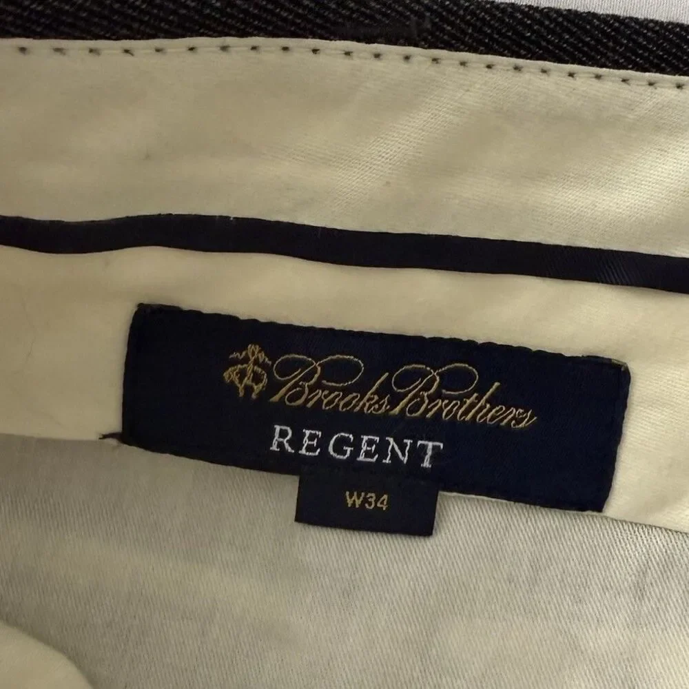 Brooks Brothers Regent Pants Mens 34 x 30 Dark Gray Wool Dress Slacks Pleated